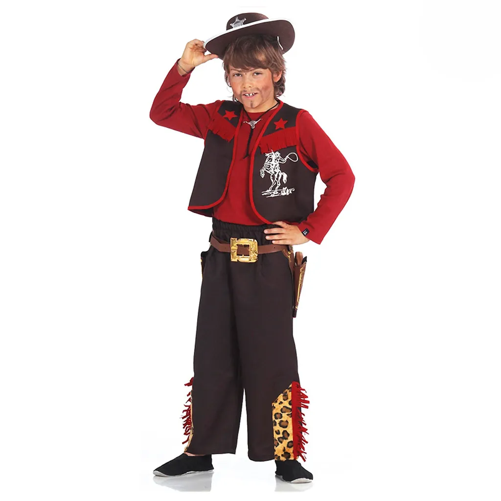 Kinder Cowboy Kostüm (Hose mit Weste) Größe: 134/140  (ca. 8-9 Jahre)